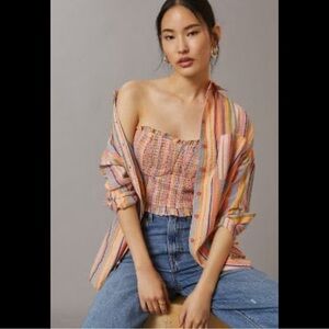 Anthropologie Multicolor Striped Crop Top